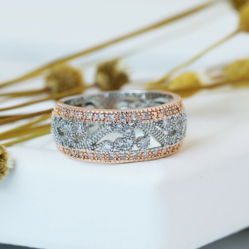 New Two Tone 925 Silver Sapphire Ring - Picture 4 of 5